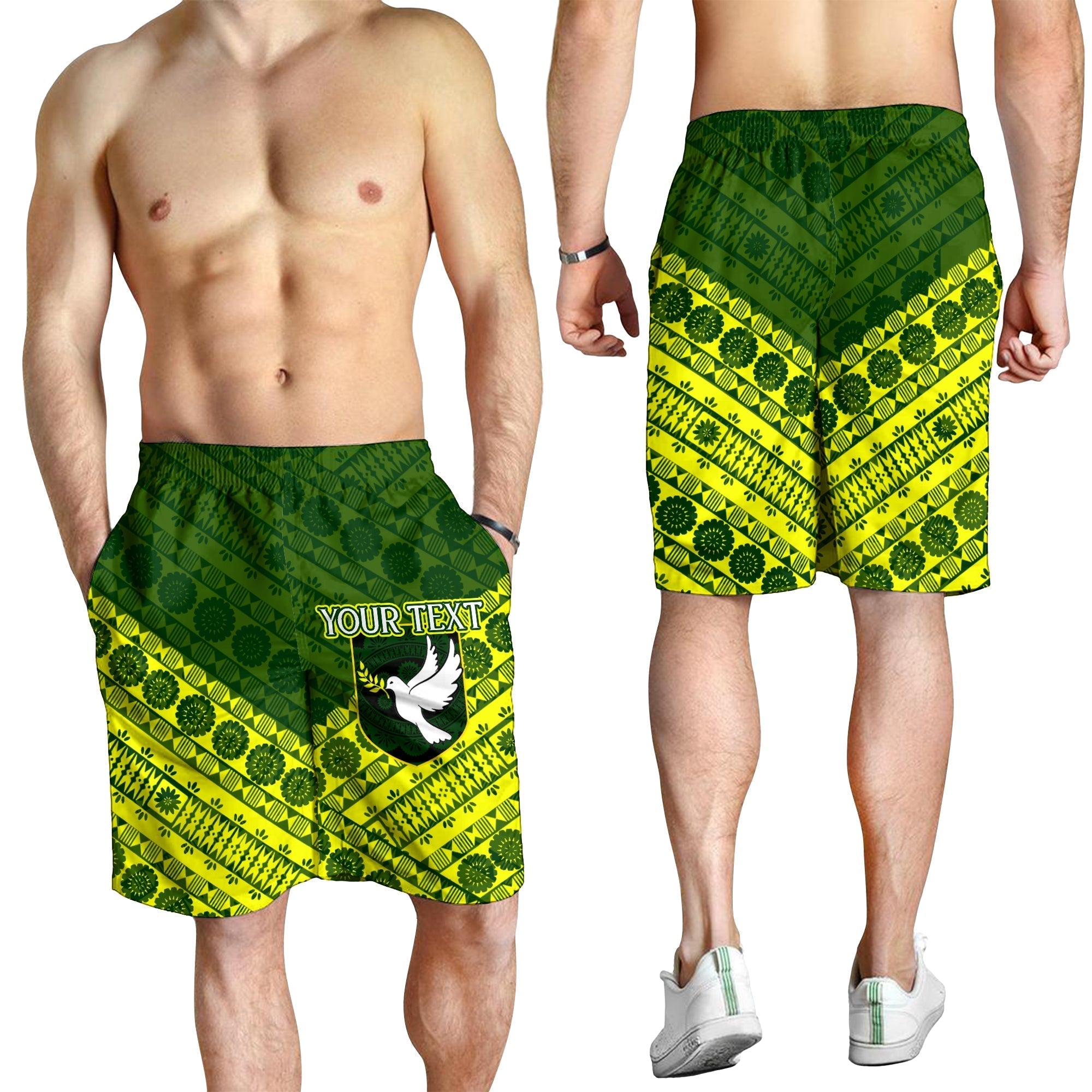 (Custom Personalised) Tailevu Rugby Union Fiji Men's Short - Tapa Pattern LT12