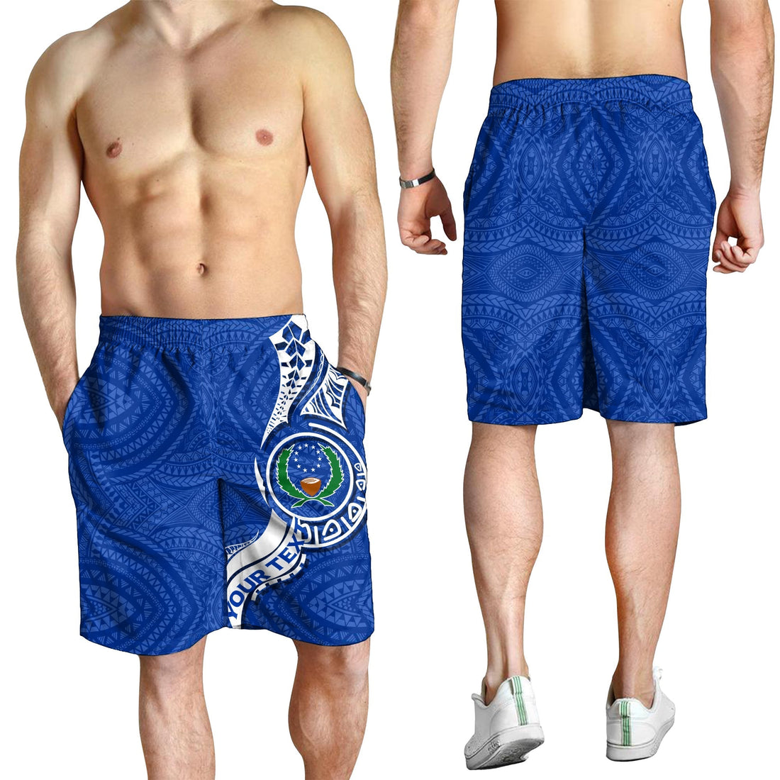 (Custom Personalised) Pohnpei Men Short - Micronesia Pride Blue LT12