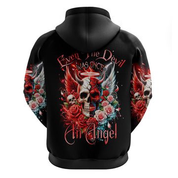 Evil Angel Skull Hoodie Even The Devil Was Once An Angel DT01