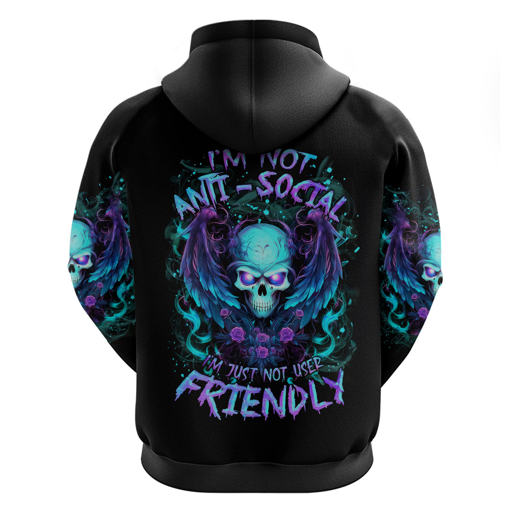Angel Skull Hoodie I'm Not Anti-Social I'm Just Not User Friendly DT01