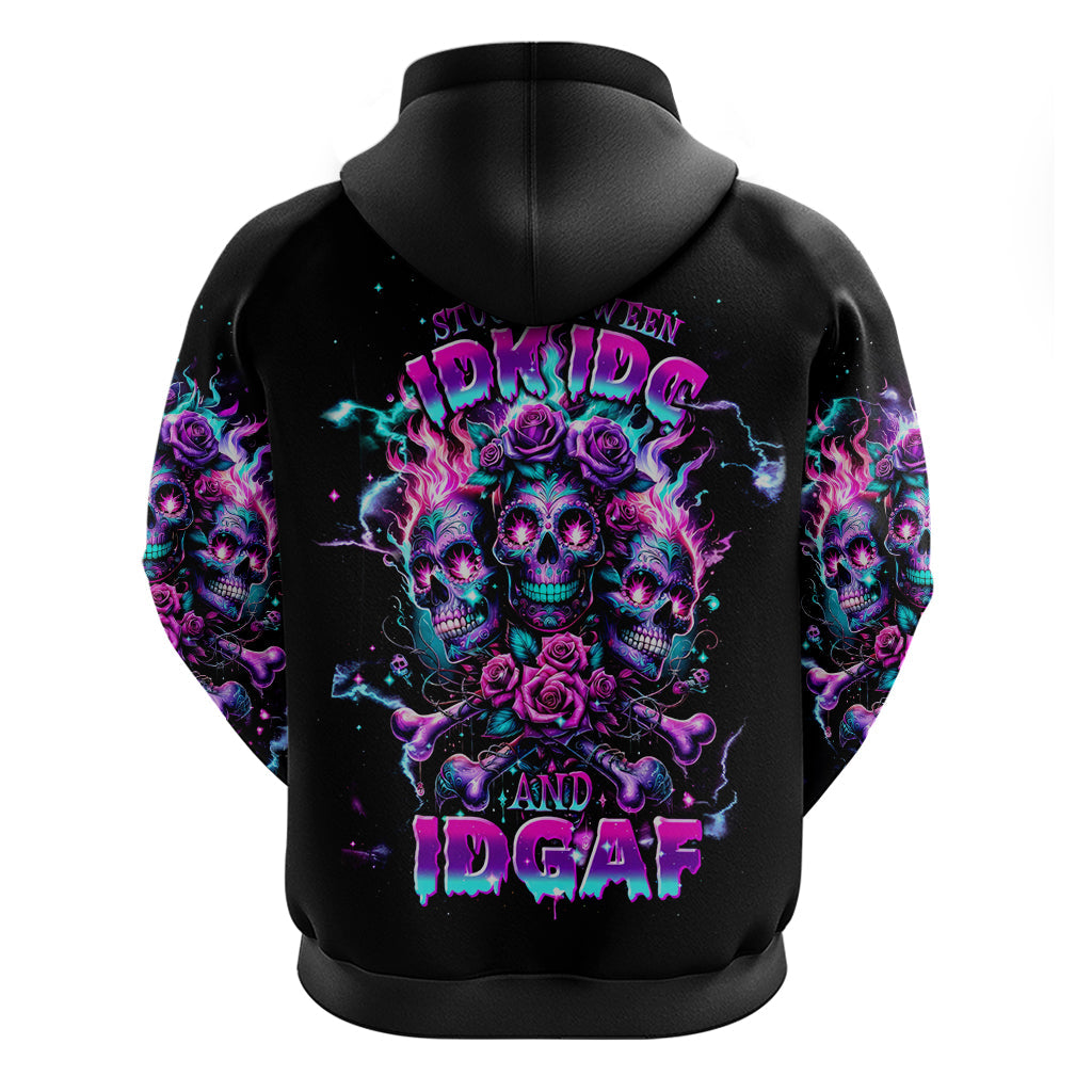 Flower Skull Hoodie Stuck Between IDK IDC DT01