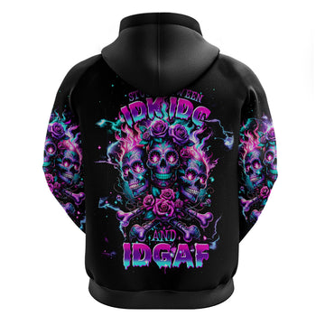 Flower Skull Hoodie Stuck Between IDK IDC DT01