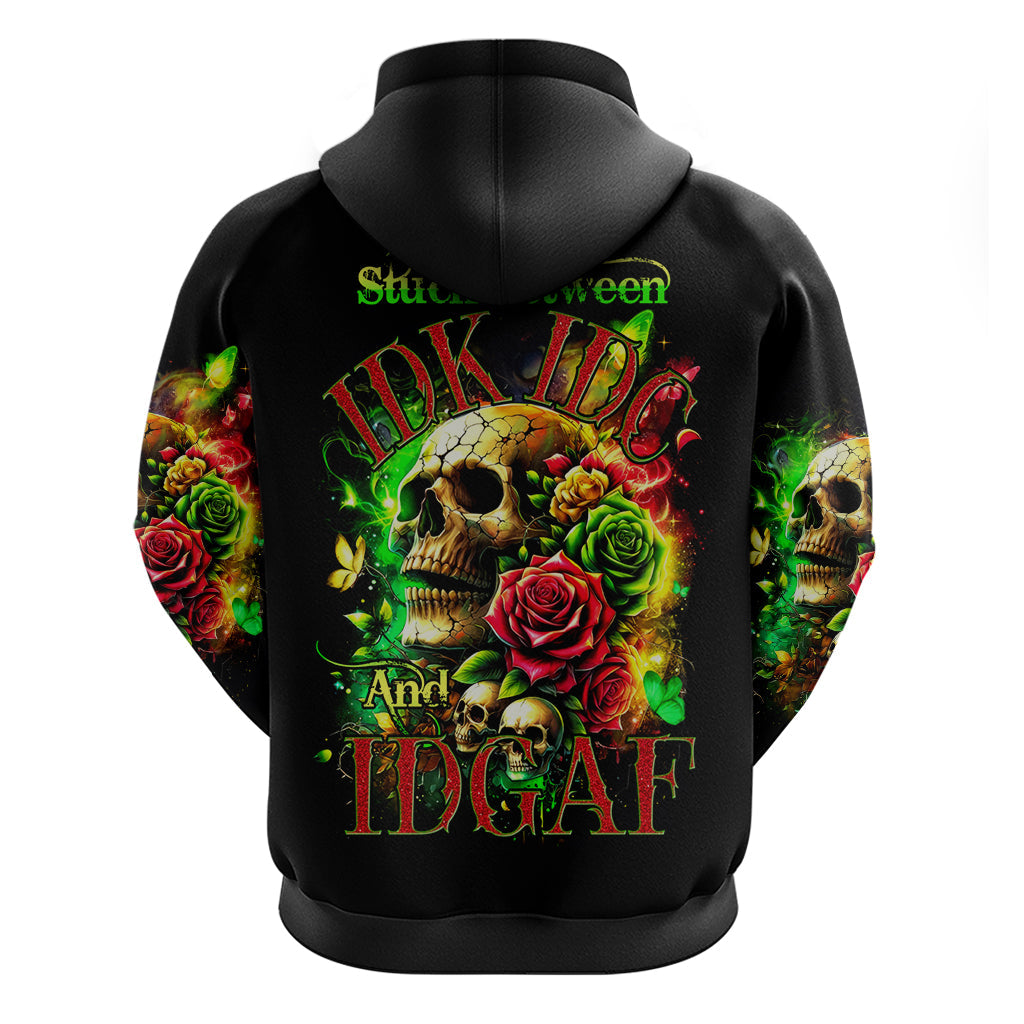 Rose Skull Hoodie Stuck Between IDK IDC DT01