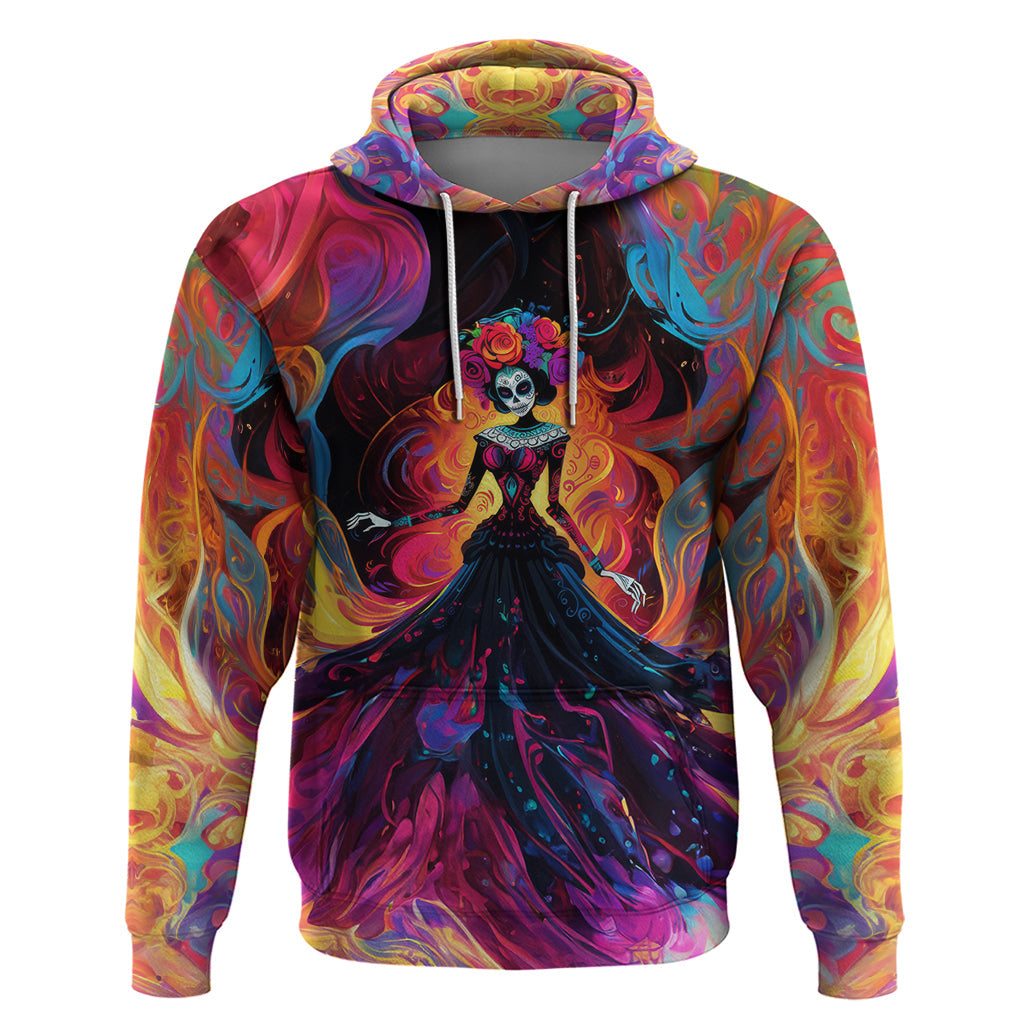 Day of Dead Lady Hoodie Sugar Skull Flame Lady DT01