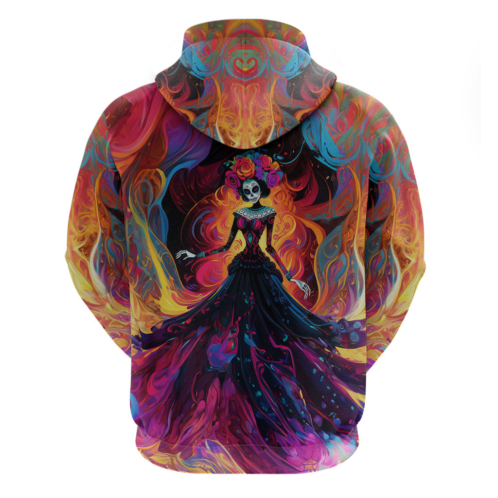 Day of Dead Lady Hoodie Sugar Skull Flame Lady DT01
