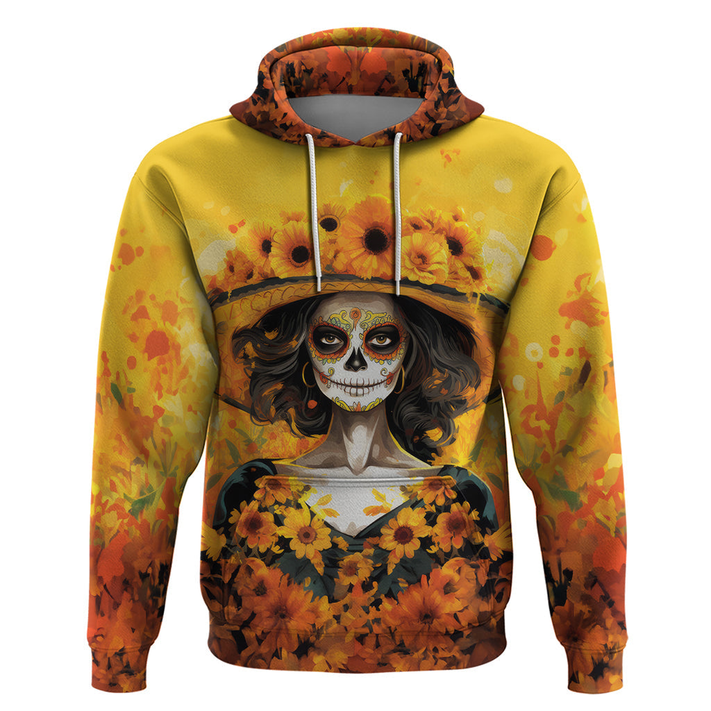 Day of Dead Lady Hoodie Sugar Skull Lady Sunflower DT01