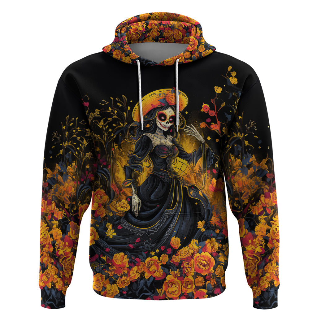 Day of Dead Lady Hoodie Sugar Skull Field Marigold Lady DT01