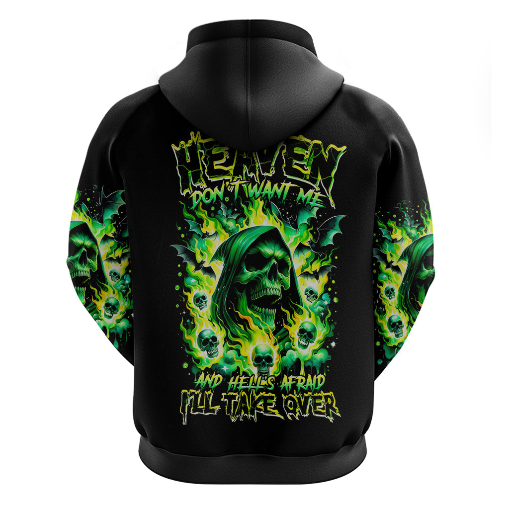 Flame Skull Hoodie Heaven Don't Want Me Hell Afraid I Take Over DT01