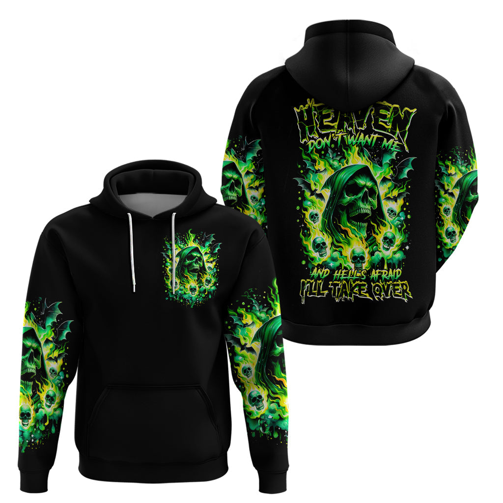 Flame Skull Hoodie Heaven Don't Want Me Hell Afraid I Take Over DT01