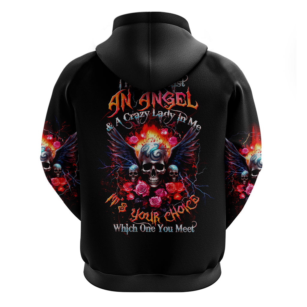Rose Skull Hoodie I Hold A Beast A Angel And A Crazy Lady In Me DT01