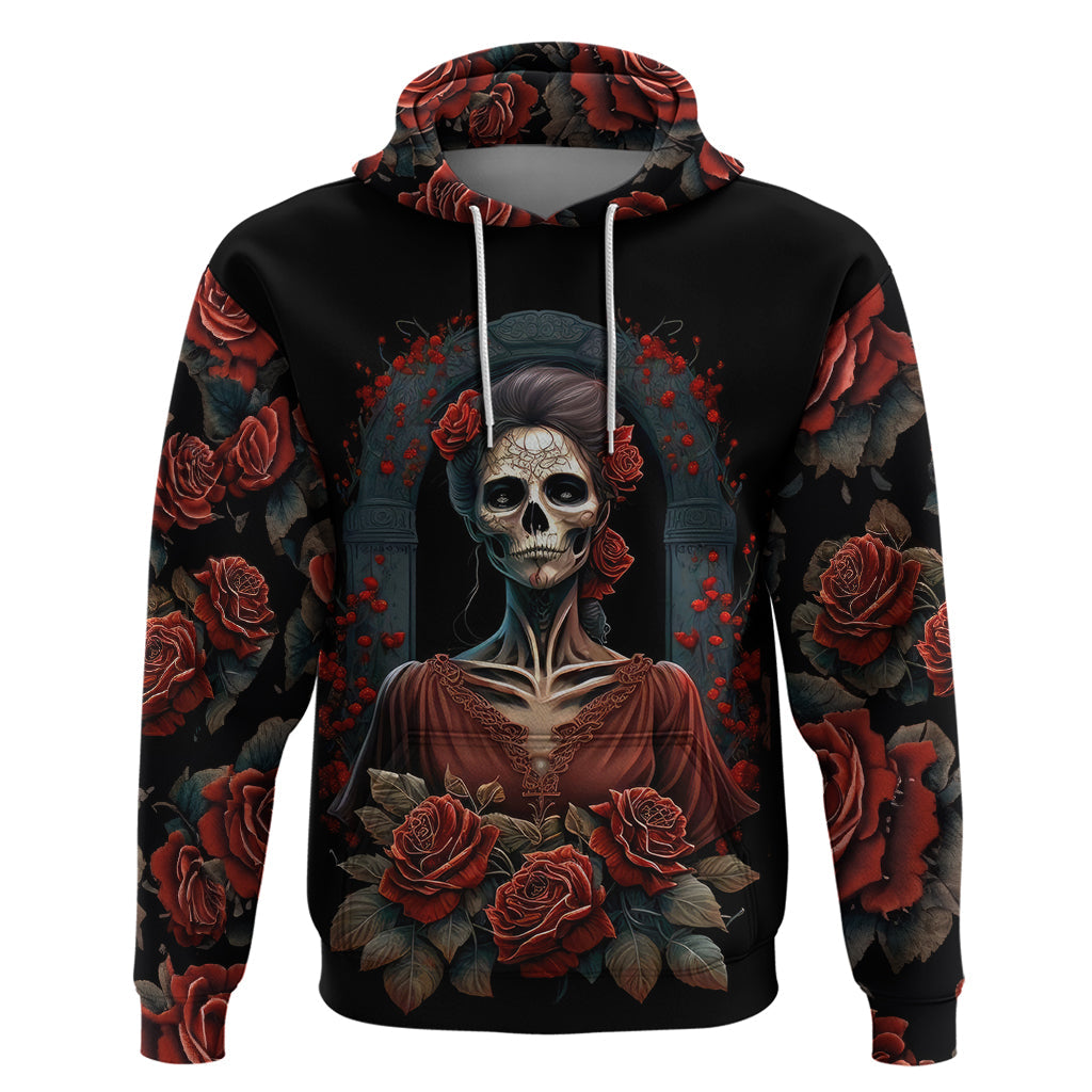 Day of Dead Lady Hoodie Sugar Skull Rose Lady DT01