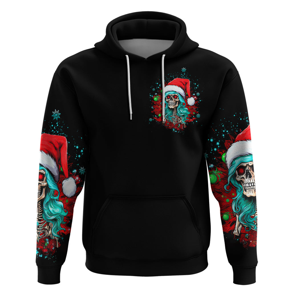 Christmas Skull Lady Hoodie On The Naughty List I Regret Nothing DT01
