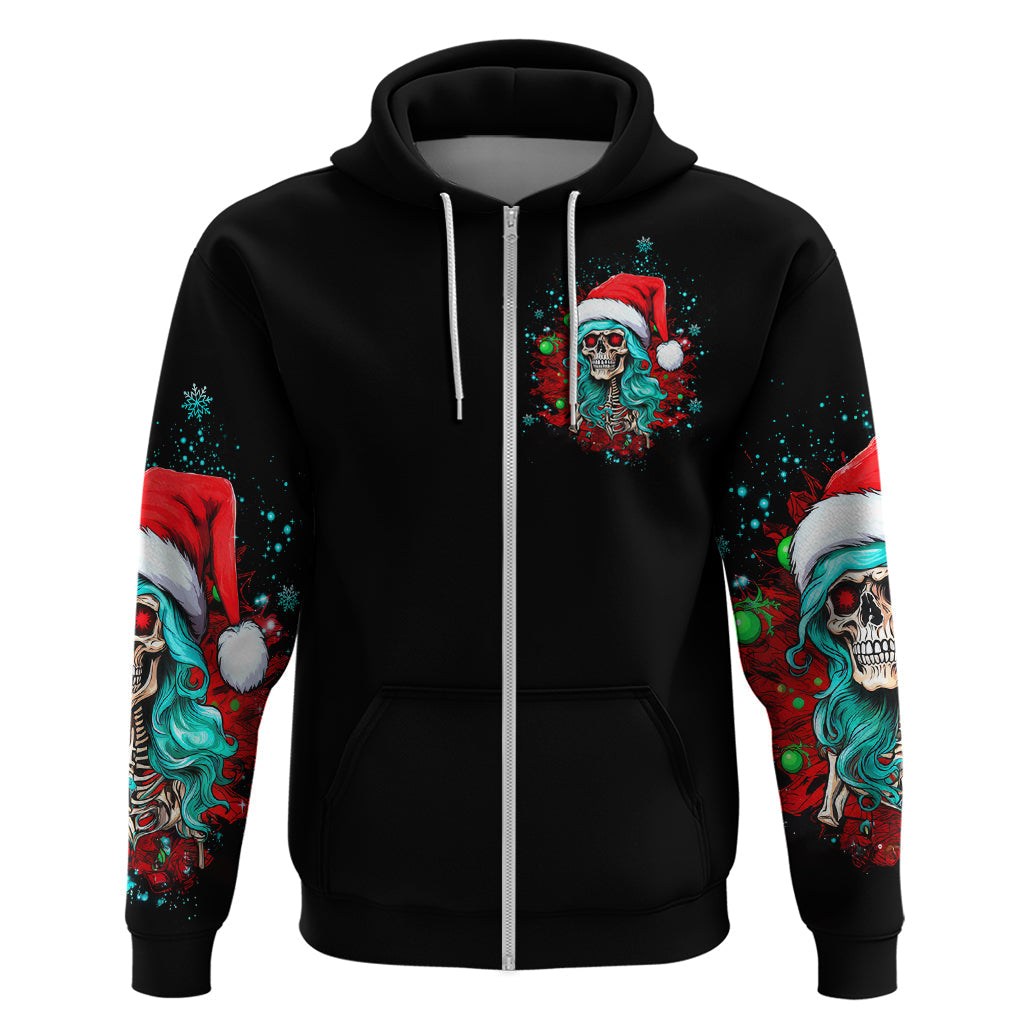 Christmas Skull Lady Hoodie On The Naughty List I Regret Nothing DT01
