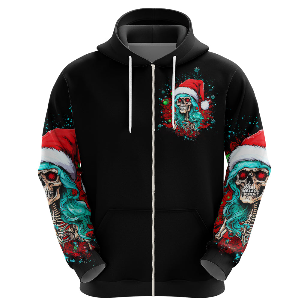 Christmas Skull Lady Hoodie On The Naughty List I Regret Nothing DT01