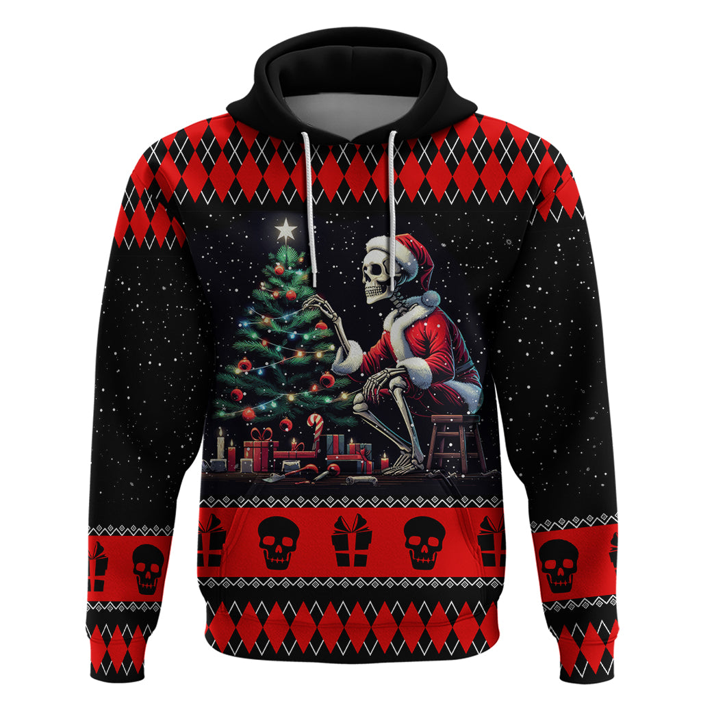 Christmas Skull Hoodie Santa Skull Prepairing For Christmas DT01