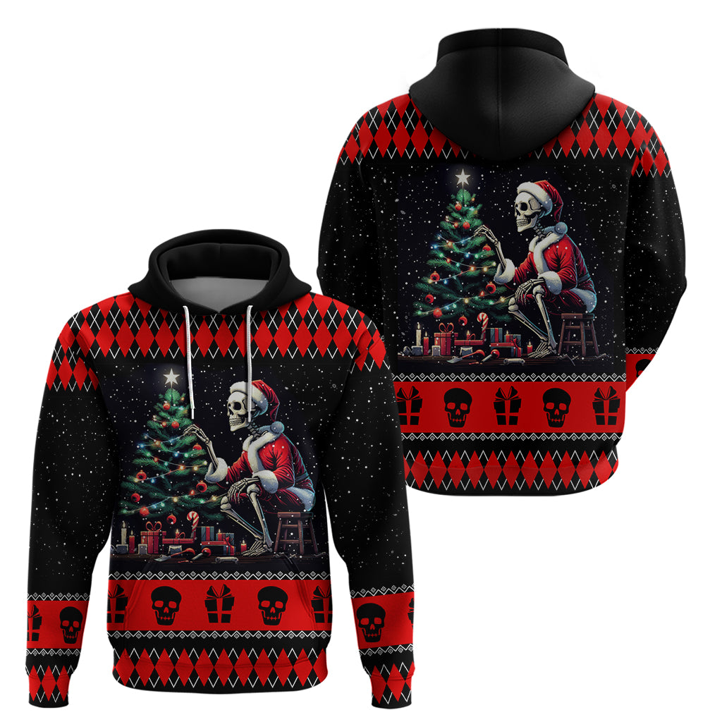 Christmas Skull Hoodie Santa Skull Prepairing For Christmas DT01