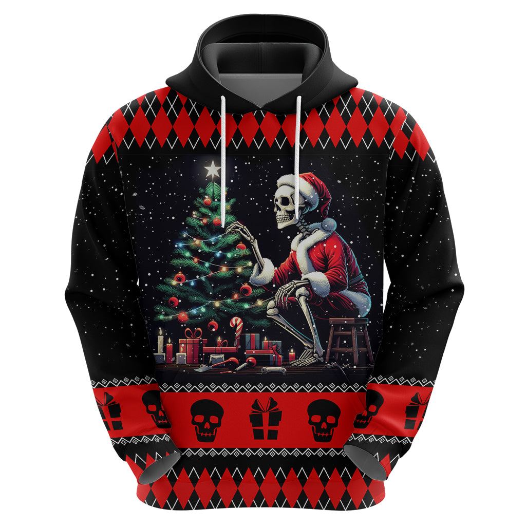 Christmas Skull Hoodie Santa Skull Prepairing For Christmas DT01