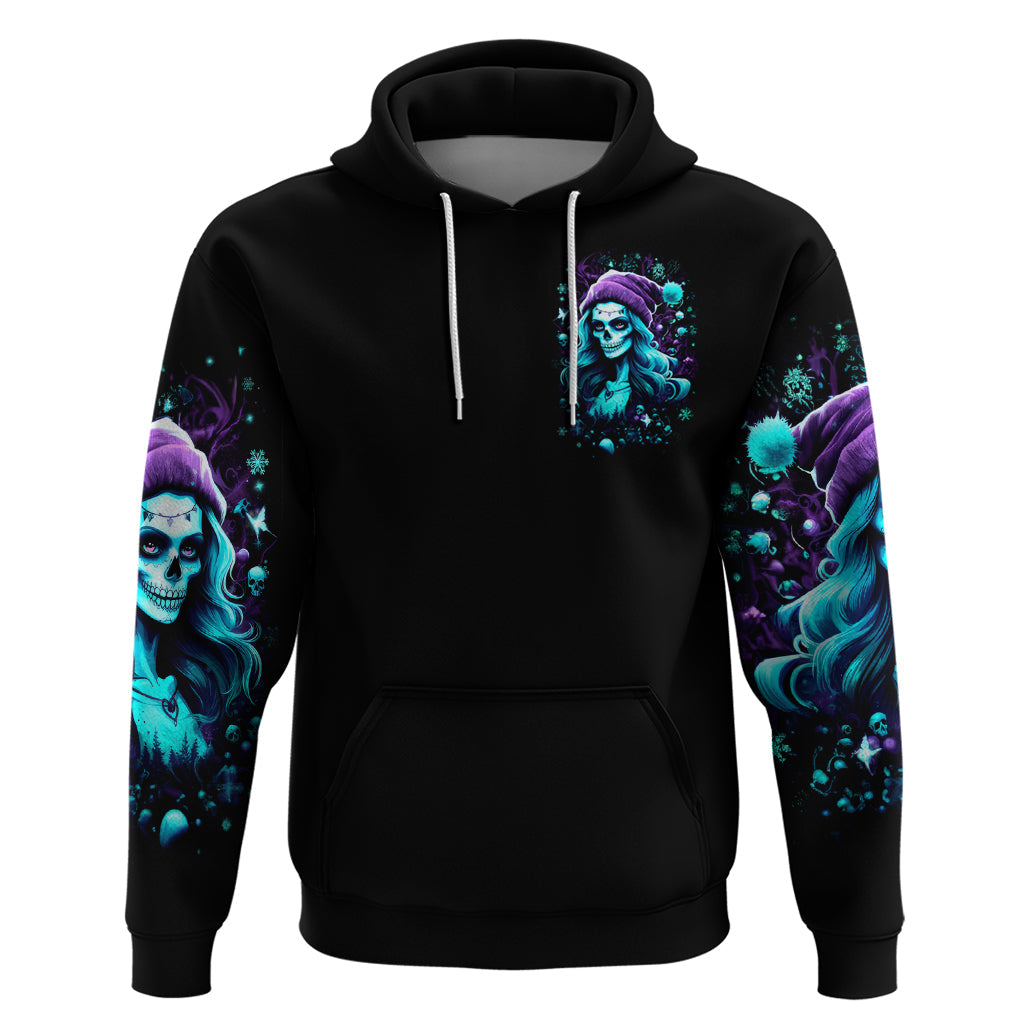 Christmas Skull Girl Hoodie Warning This Tattooed Girl Does Not Play With Stupid People DT01