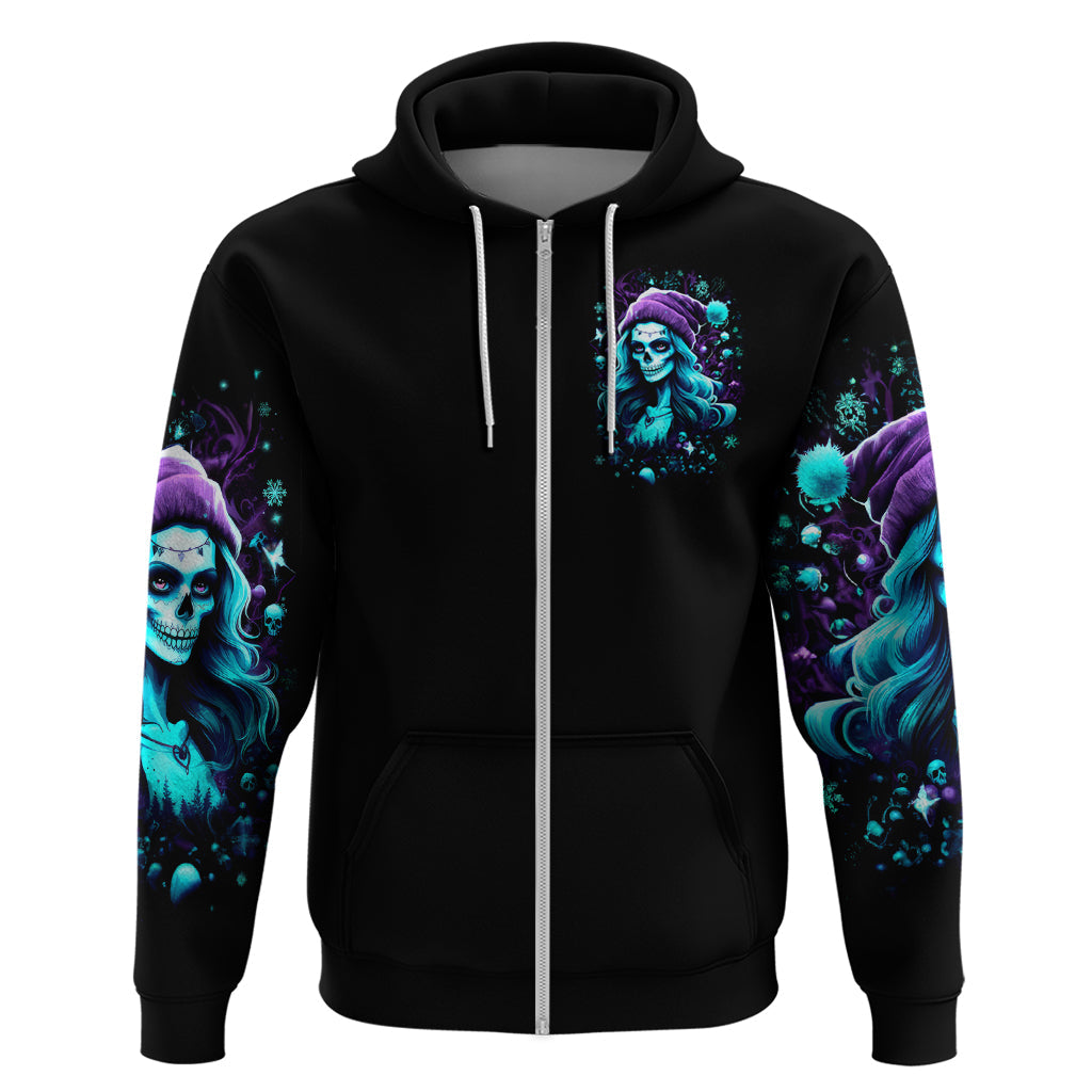 Christmas Skull Girl Hoodie Warning This Tattooed Girl Does Not Play With Stupid People DT01