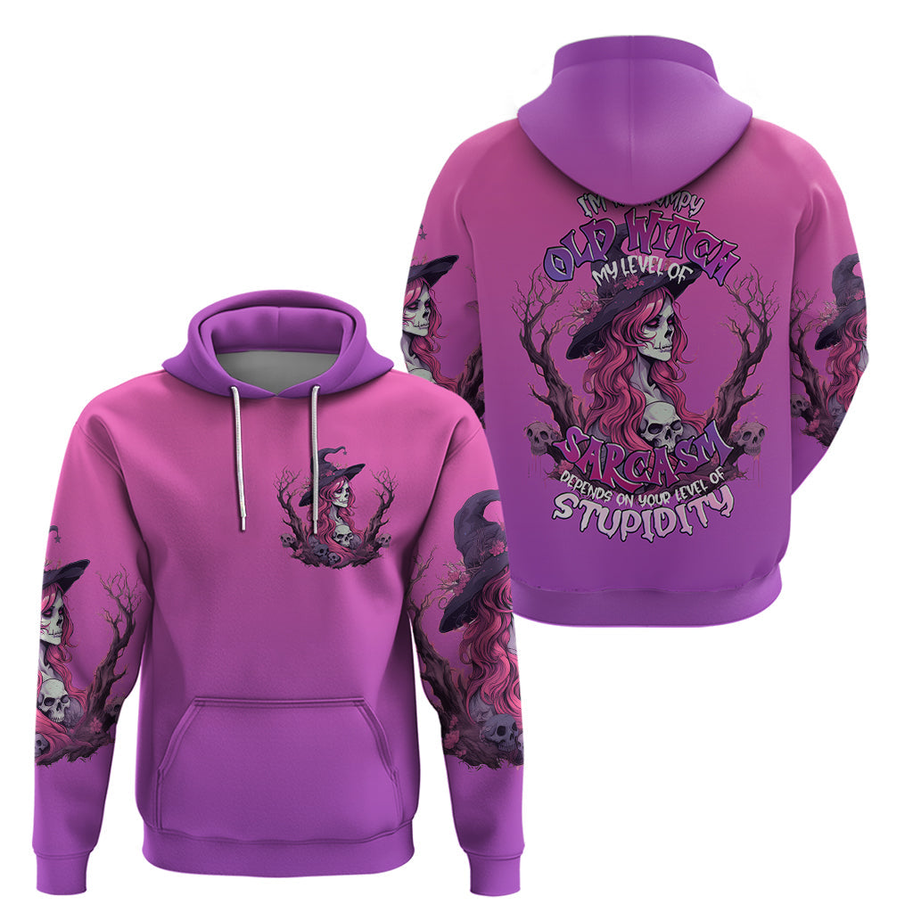 Witch Skull Hoodie I'm A Grumpy Old Lady Sarcasm Depends On Your Stupidity DT01