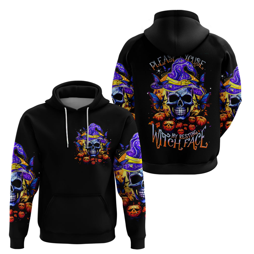Halloween Skull Hoodie Please Excuse My Resting Witch Face DT01