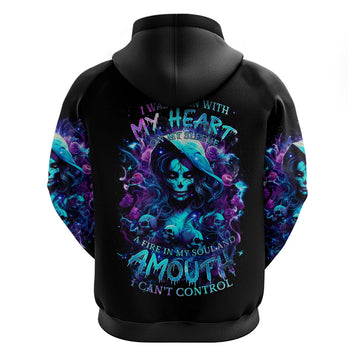 Witch Skull Hoodie I Was Born With My Heart On My Sleeve A Fire In My Soul And Amout Can't Control DT01