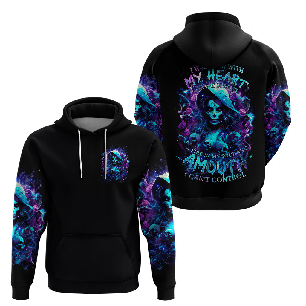 Witch Skull Hoodie I Was Born With My Heart On My Sleeve A Fire In My Soul And Amout Can't Control DT01