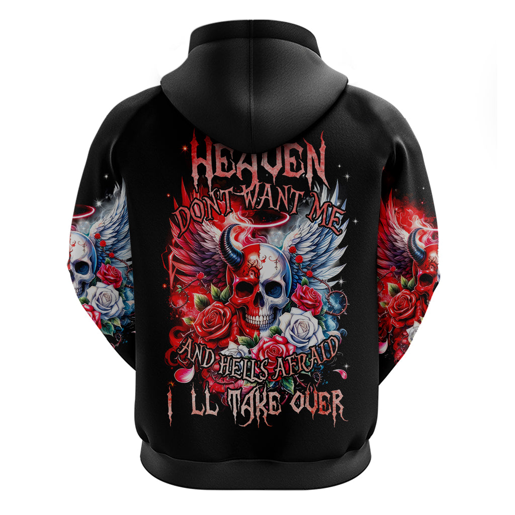 Evil Angel Skull Hoodie Heaven Don't Want Me And Hell Afraid DT01