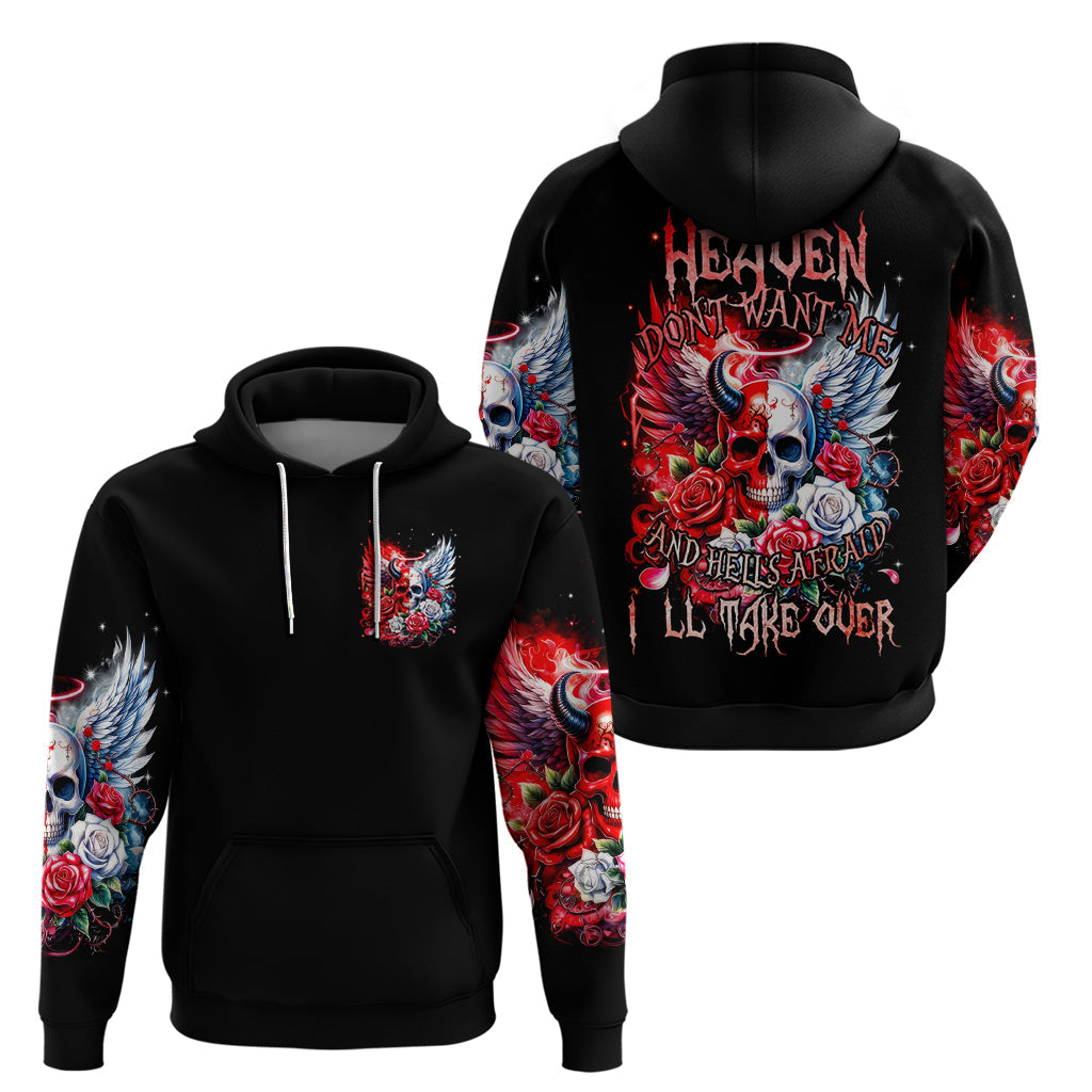 Evil Angel Skull Hoodie Heaven Don't Want Me And Hell Afraid DT01