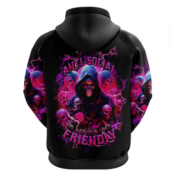 Witch Skull Hoodie I'm Not Anti-Social I'm Just Not User Friendly DT01