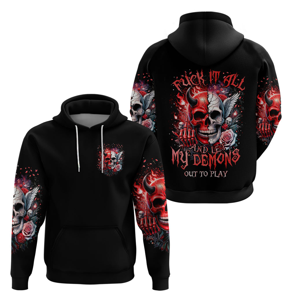 Evil Angel Skull Hoodie Fuck It All And Let My Demons Out To Play DT01