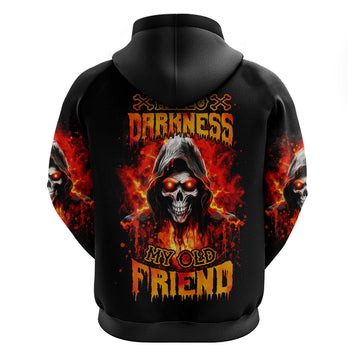 Flame Skull Hoodie Hello Darkness My Old Friend DT01