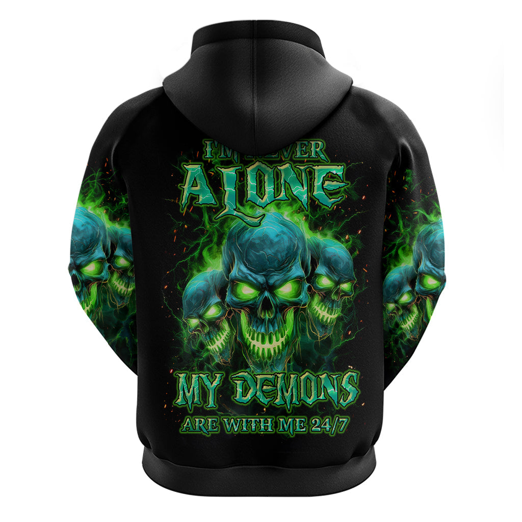 Flame Skull Hoodie I'm Never Alone My Demons Are Wit Me 24/7 DT01