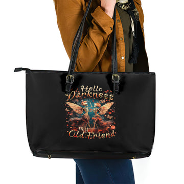Fairy Skull Leather Tote Bag Hello Darkness My Old Friend DT01