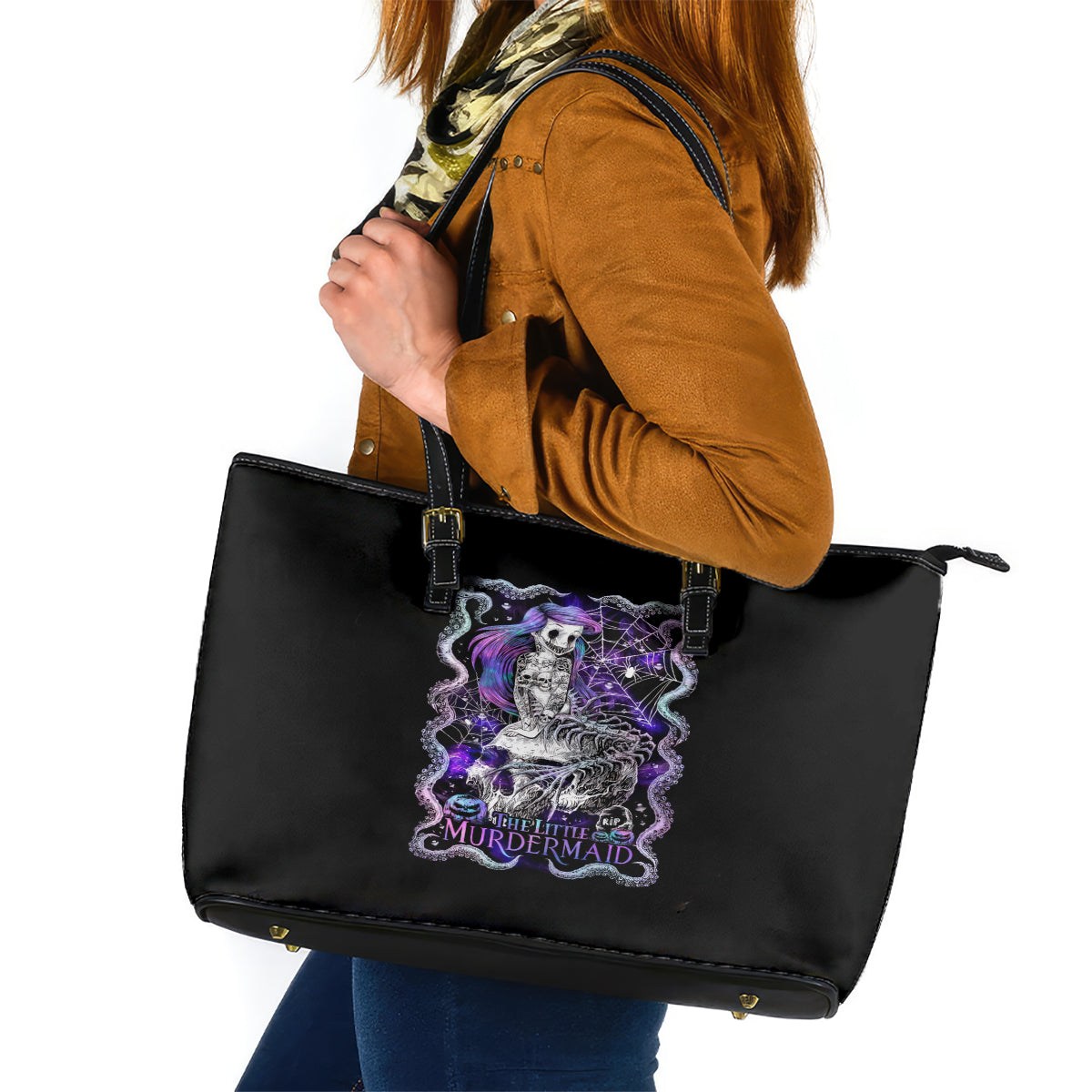 Mermaid Skull Leather Tote Bag The Little Mermaid DT01