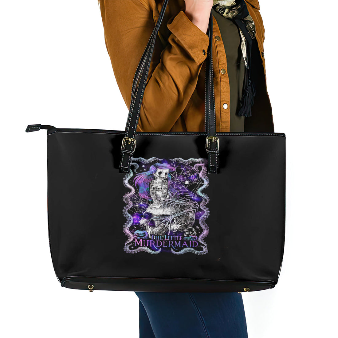 Mermaid Skull Leather Tote Bag The Little Mermaid DT01