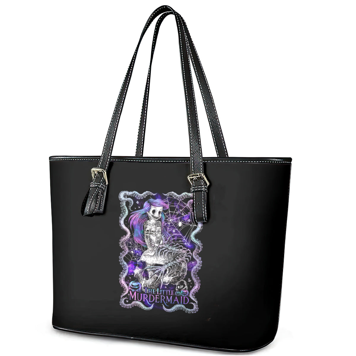 Mermaid Skull Leather Tote Bag The Little Mermaid DT01