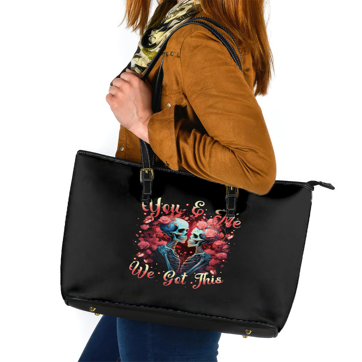 Couple Skull Leather Tote Bag You & Me We Got This DT01