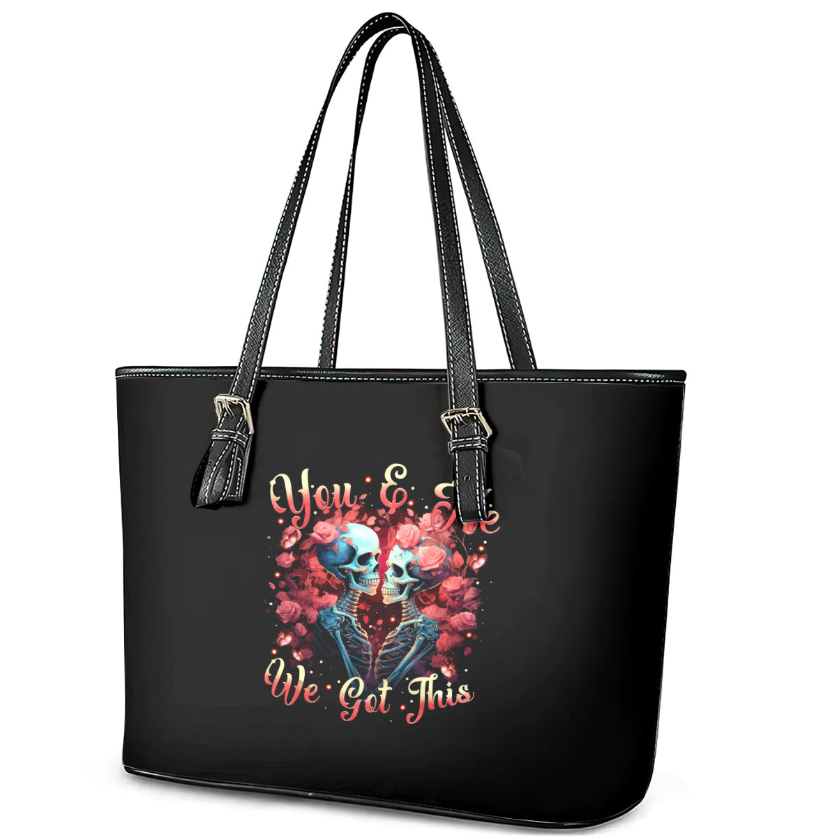 Couple Skull Leather Tote Bag You & Me We Got This DT01
