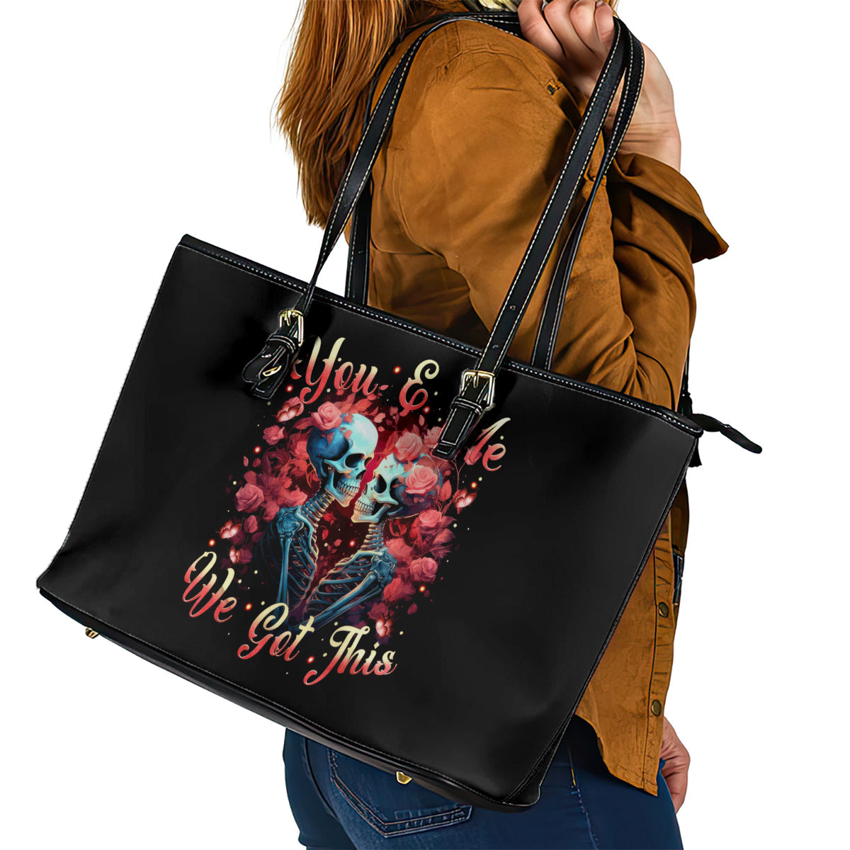 Couple Skull Leather Tote Bag You & Me We Got This DT01