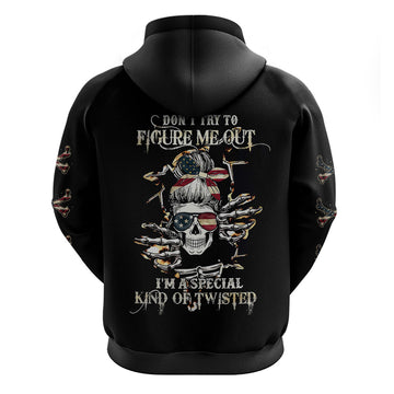 Girl Skull Hoodie Don't Try To Figured Me Out I Special Kind DT01