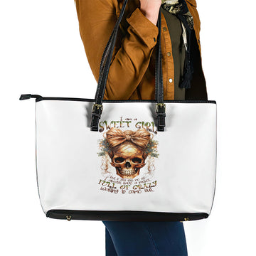 Girl Skull Leather Tote Bag I Sweet Girl Full Of Crazy DT01