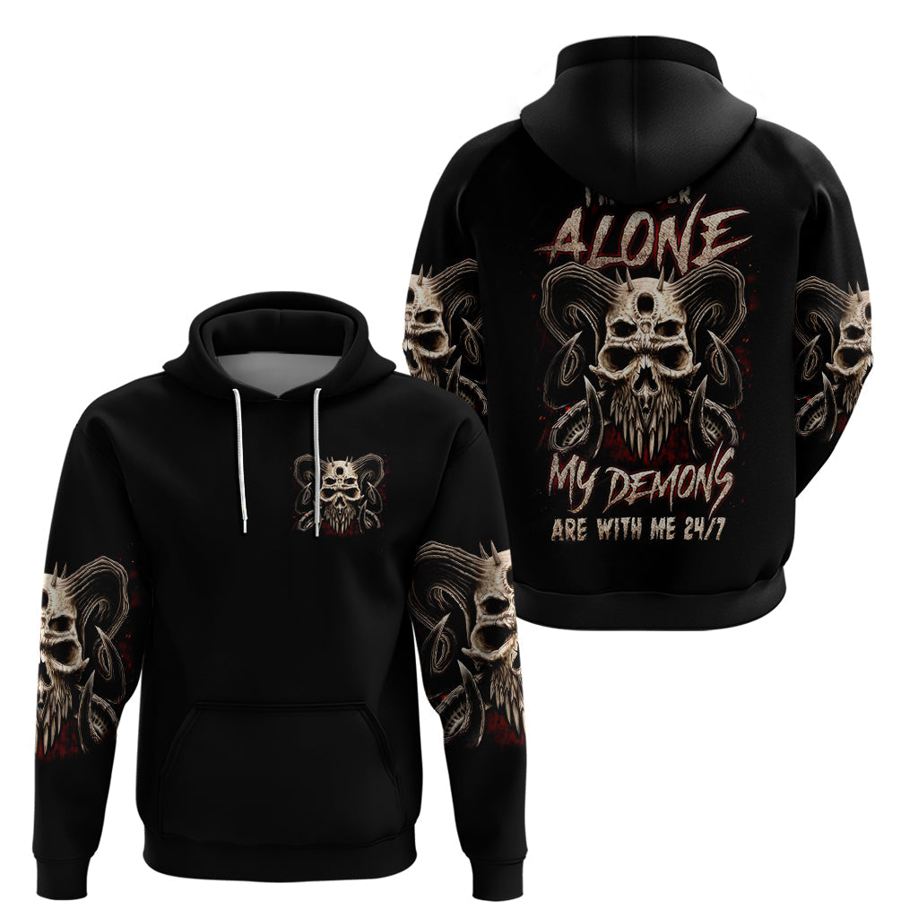 Satan Skull Hoodie I Never Alone My Demon With Me 24/7 DT01