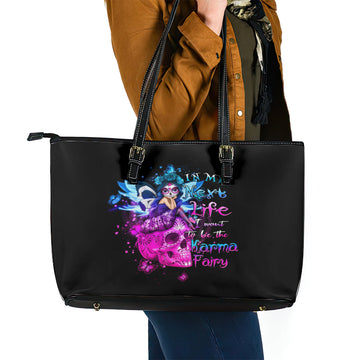 Tiny Fairy Skull Leather Tote Bag My Next Life I Want To Be Karma Fairy DT01
