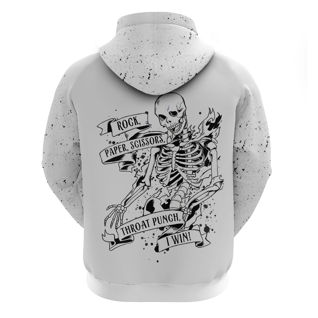 Art Skull Hoodie Rock Paper Scissors Throat Punch I Win DT01