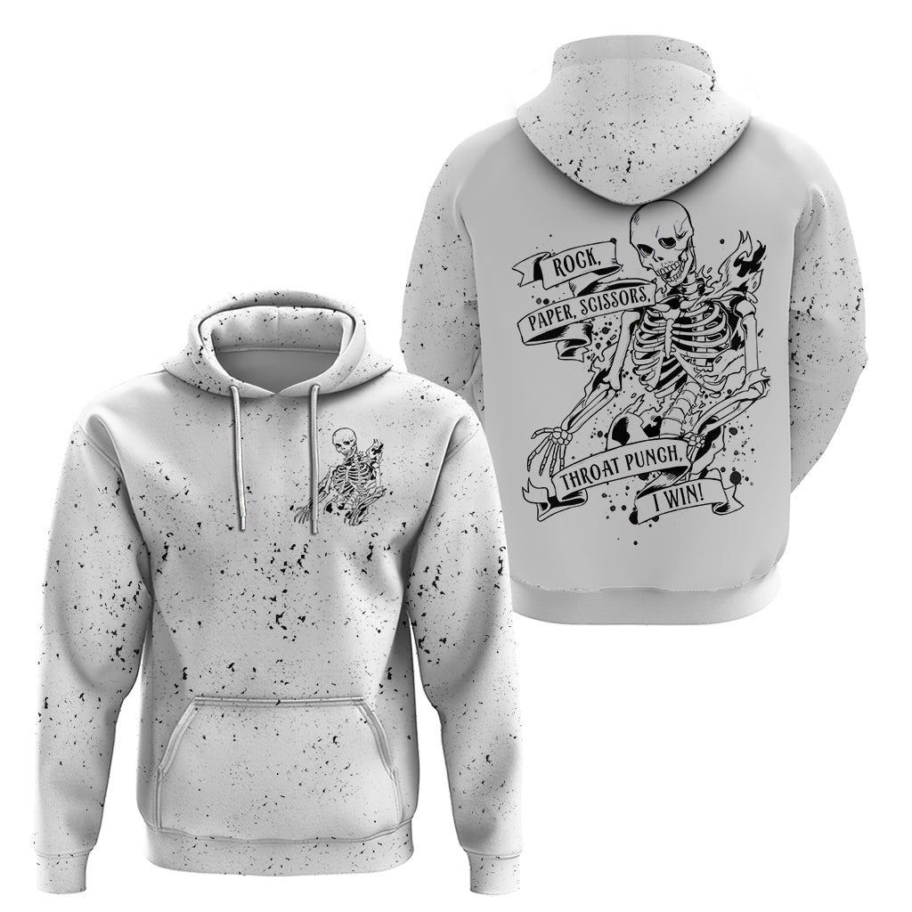 Art Skull Hoodie Rock Paper Scissors Throat Punch I Win DT01