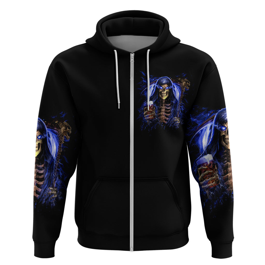 Skull Reaper Hoodie The Devil Whispered To Me I Whisper Back Bring Beer DT01