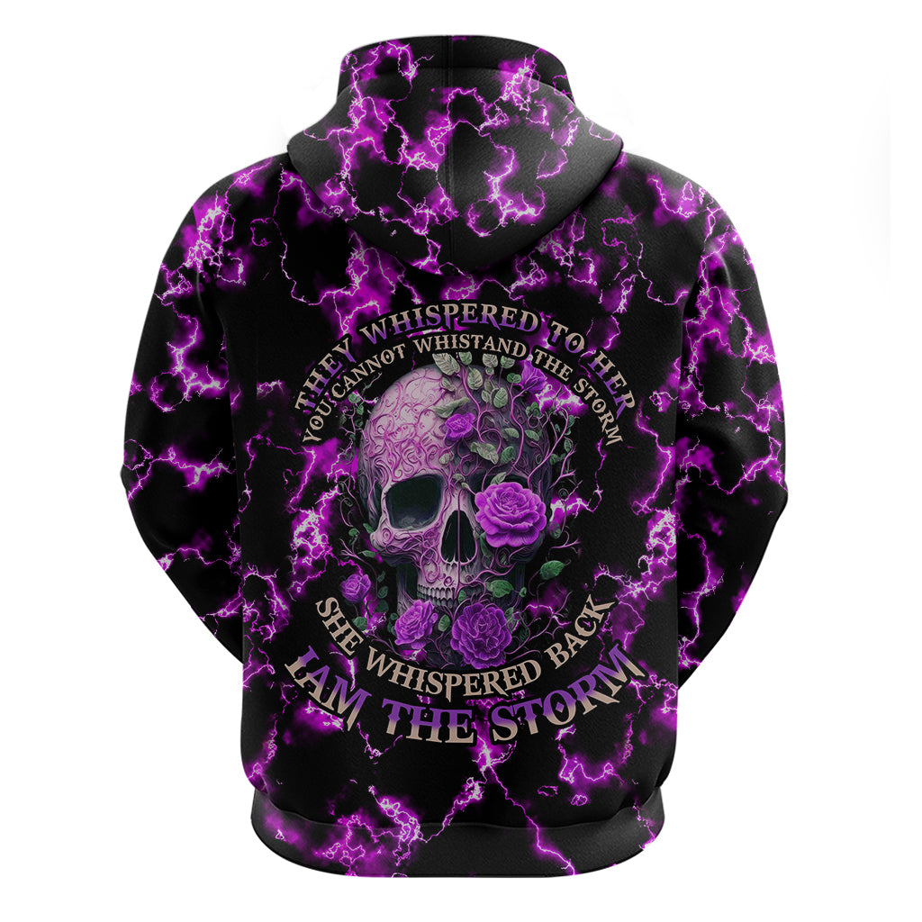 Rose Skull Hoodie She Whispered Back I am The Storm DT01