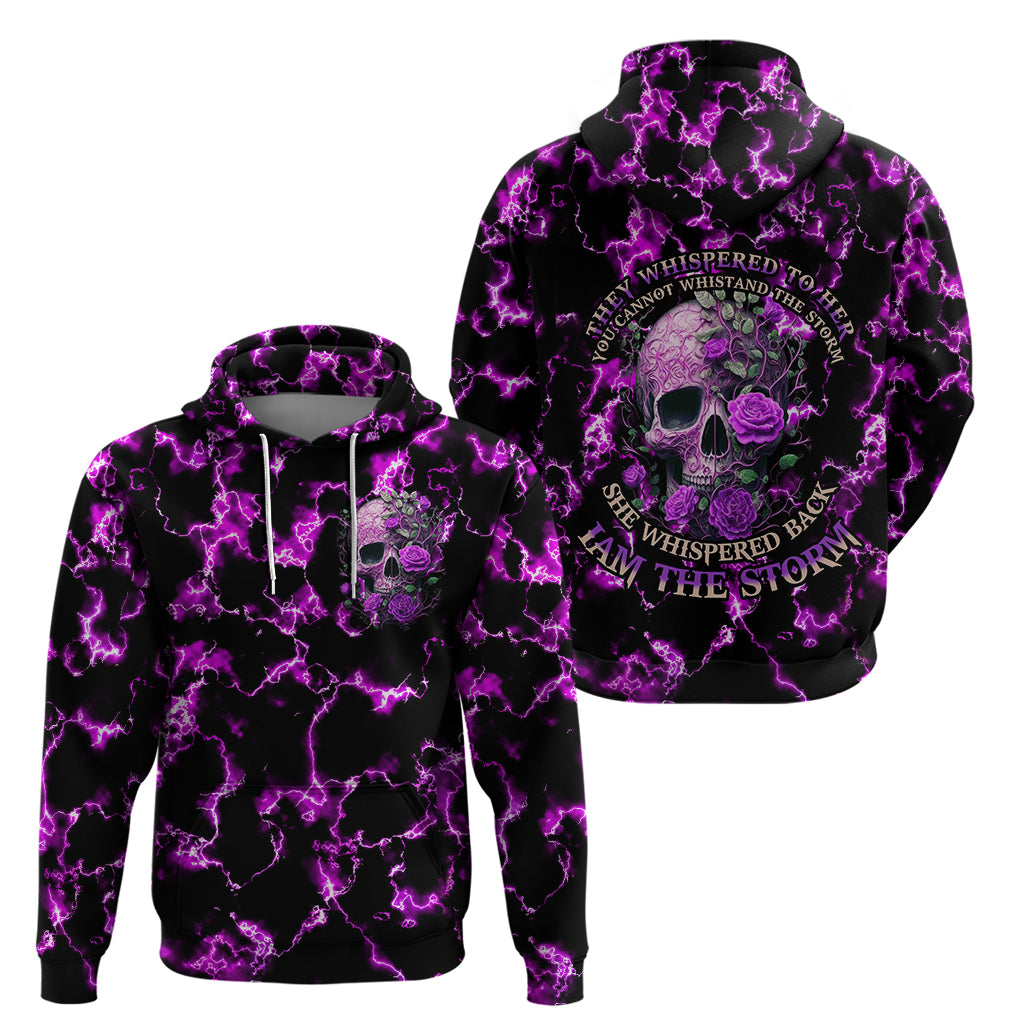 Rose Skull Hoodie She Whispered Back I am The Storm DT01
