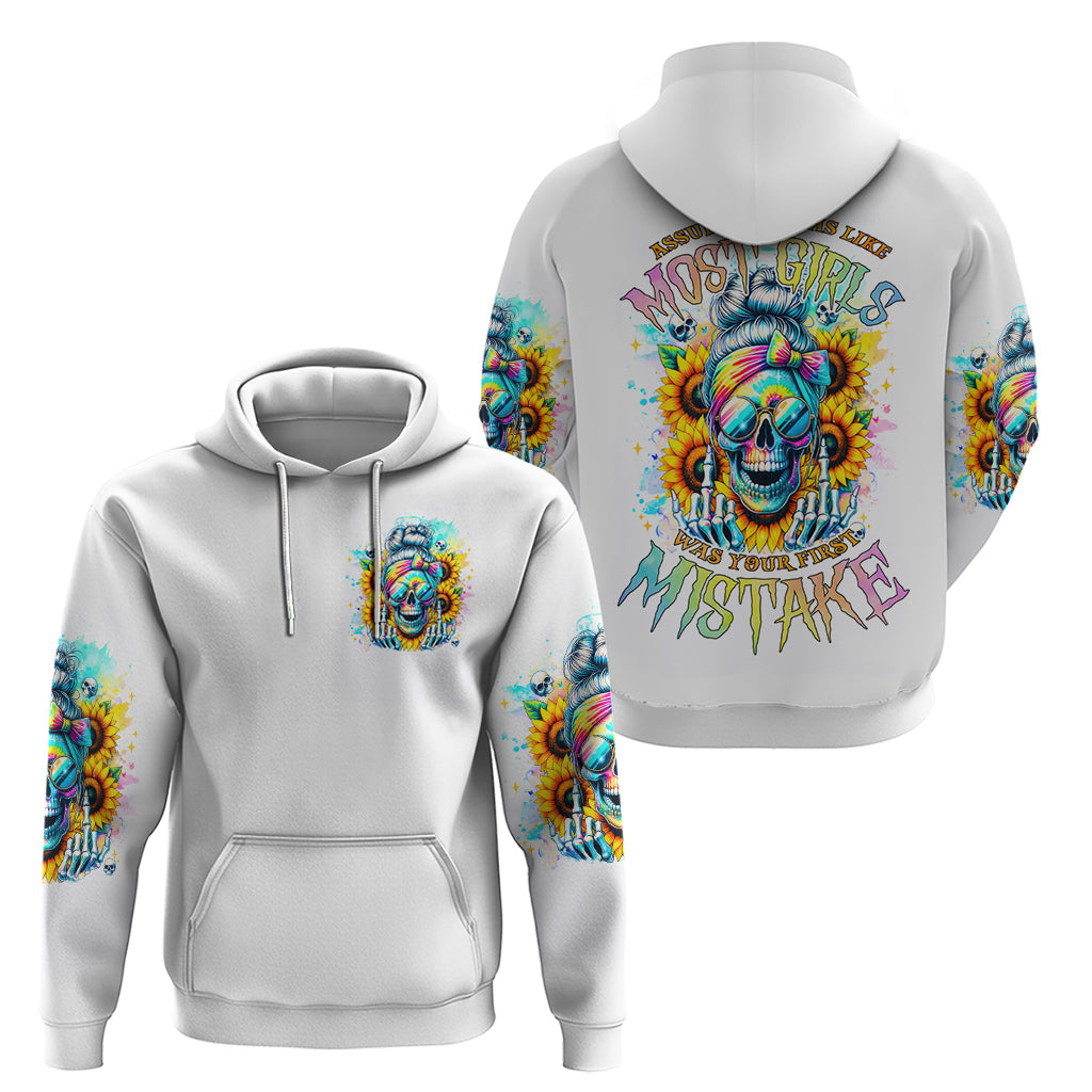 Skull Girl Hoodie Assuming I Was Like Most Girls Was Your First Mistake DT01